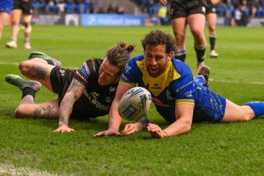 Warrington Kurtları 'ndan Toby King, 23 Mart 202' de Warrington Jones Stadyumu 'nda oynanan Warrington Wolves - London Broncos maçında Betfred Challenge Kupası' na katılıyor.