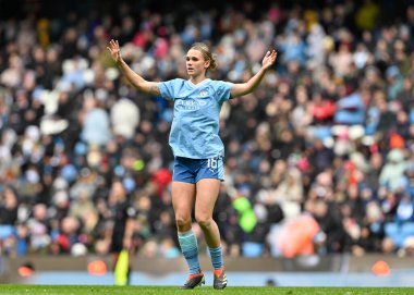 Manchester City Women 'dan Kerstin Casparij, Manchester City United Women maçında 23 Mart 202' de Etihad Stadyumu 'nda Manchester City United Women' a karşı