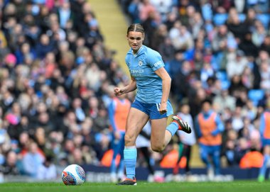 Manchester City Women 'dan Kerstin Casparij, 23 Mart 202' de Etihad Stadyumu 'nda Manchester City Women-Manchester United Women maçında topla öne geçti.