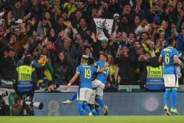 Brezilya 'lı Endrick, 23 Mart 202' de İngiltere 'nin Wembley Stadyumu' nda oynanan Uluslararası Dostluk karşılaşmasında 0-1 kazanma hedefini kutluyor.