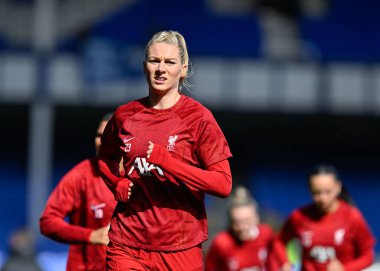Gemma Bonner of Liverpool Women warms up ahead of the match, during The FA Women's Super League match Everton Women vs Liverpool Women at Goodison Park, Liverpool, United Kingdom, 24th March 202 clipart
