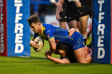 Warrington Wolves 'tan Jordan Crowther, 23 Mart 202' de İngiltere 'nin Warrington kentinde oynanan Betfred Challenge Kupası altıncı tur karşılaşmasında Warrington Wolves, London Broncos' a karşı oynuyor.