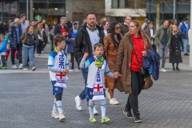 İngiltere taraftarları, 23 Mart 202 'de İngiltere' nin Wembley Stadyumu 'na karşı oynadığı Uluslararası Dostluk maçı sırasında geldiler.