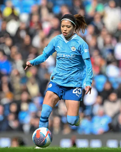 stock image Yui Hasegawa of Manchester City Women in action, during The FA Women's Super League match Manchester City Women vs Manchester United Women at Etihad Stadium, Manchester, United Kingdom, 23rd March 202