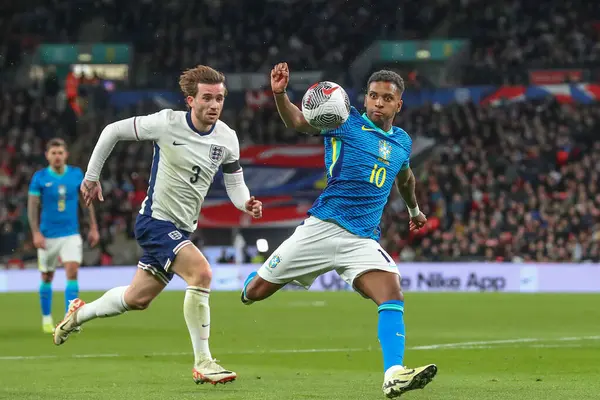 Brezilya 'lı Rodrygo, 23 Mart 202' de Wembley Stadyumu 'nda oynanan Uluslararası Dostluk karşılaşmasında gol attı.