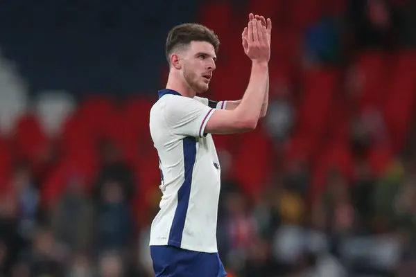 Declan Rice England Applåderar England Fans Efter Matchen Den Internationella — Stockfoto