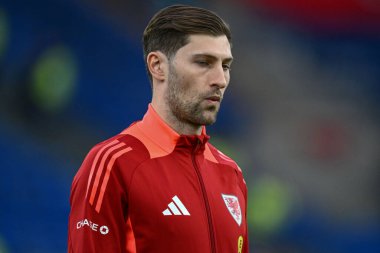 Galler 'den Ben Davies, UEFA Euro Eleme Grubu A karşılaşması sırasında Cardiff City Stadyumu' nda Galler 'e karşı Polonya maçı sırasında geldi.