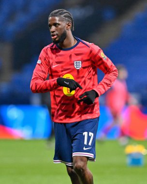 Maç öncesinde İngiltere 'den Samuel Iling-Junior, UEFA Euro U21 F Grubu F karşılaşmasında İngiltere U21-Lüksemburg U21' e karşı Toughsheet Community Stadyumu, Bolton, Birleşik Krallık, 26 Mart 202