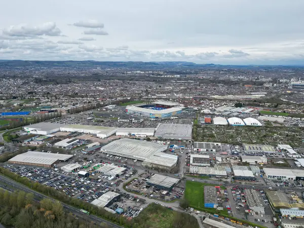 General Aerial View Cardiff City Stadium Home Wales Ahead Uefa — Stock Photo, Image