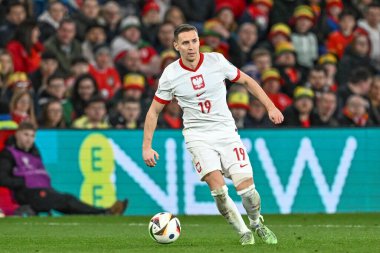 Polonyalı Przemysaw Frankowski, UEFA Euro Kalifiye Grubu A karşılaşması sırasında, Cardiff City Stadyumu 'nda Galler - Polonya maçında, 26 Mart 2024