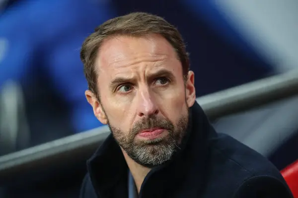 stock image Gareth Southgate manager of England looks on during the International Friendly match England vs Belgium at Wembley Stadium, London, United Kingdom, 26th March 202