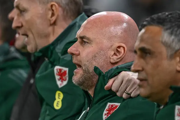Rob Page Manager Wales Sings National Anthem Uefa Euro Qualifiers — Stock Photo, Image