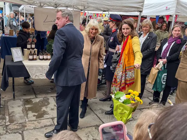 Majestad Reina Visita Shrewsbury Farmers Market Shrewsbury Reino Unido Marzo —  Fotos de Stock