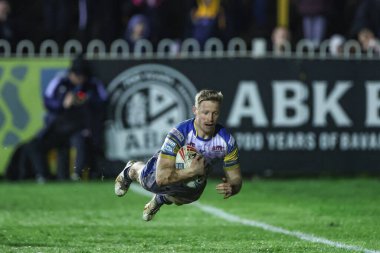 Leeds Rhinos 'tan Lachlan Miller, 28 Mart 202' de İngiltere 'nin Castleford kentinde oynanan Betfred Süper Lig 6. raundunda Castleford Tigers - Leeds Rhinos maçında sahaya çıkıyor.