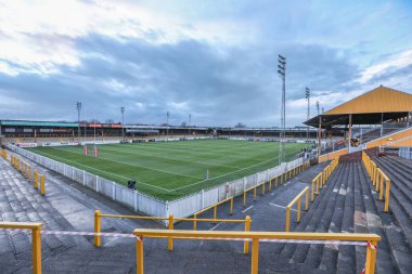 Betfred Süper Lig 6. Raundunda The Mend-A-Hose Jungle, Castleford, Birleşik Krallık 'ta Castleford Tigers - Leeds Rhinos maçının genel görünümü