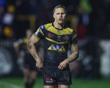 Castleford Tigers 'dan Jacob Miller Betfred Süper Lig 6. raundunda Castleford Tigers, Leeds Rhinos' a karşı The Mend-A-Hose Jungle, Castleford, Birleşik Krallık, 28 Mart 202