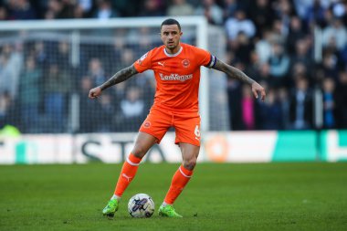 Blackpool 'dan Oliver Norburn, 29 Mart 202' de İngiltere 'nin Derby Park Stadyumu' nda oynanan Derby County - Blackpool maçında maç yapıyor.