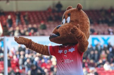 Toby Tyke 29 Mart 202 'de Oakwell, Barnsley, Birleşik Krallık' ta oynanan Sky Bet 1 karşılaşmasında Barnsley ve Cambridge United taraftarlarına tezahürat yapıyor.