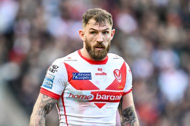 St. Helens 'den Daryl Clark Betfred Süper Lig 6. Raundunda St Helens' e karşı Wigan Warriors maçı sırasında St Helens Stadyumu, St Helens, Birleşik Krallık, 29 Mart 202