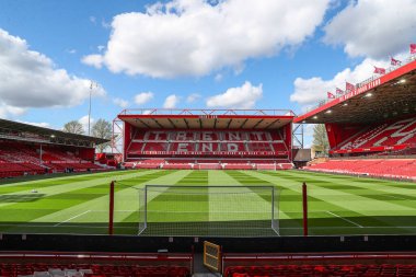 30 Mart 202 'de Nottingham Forest' ın Nottingham City Ground, İngiltere 'deki Kristal Saray' a karşı oynadığı Premier Lig karşılaşmasının öncesinde Nottingham Ormanı 'nın evi olan City Ground' un genel bir görüntüsü.