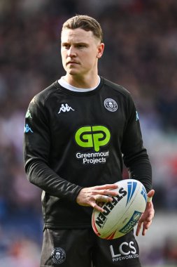 Wigan Warriors 'dan Jai Field maç öncesi ısınma maçında Betfred Süper Lig 6. raundu öncesinde St Helens Wigan Warriors' a karşı Wicked Stadyumu, St Helens, Birleşik Krallık, 29 Mart 202