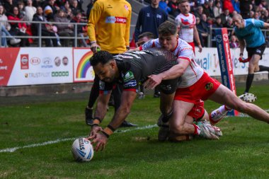 Wigan Warriors 'dan Bevan French, 29 Mart 202' de St Helens vs Wigan Warriors 'a karşı oynanan Betfred Süper Lig 6. Raundu karşılaşmasında sahaya çıkıyor.