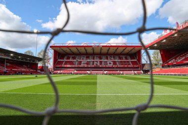 30 Mart 202 'de Nottingham Forest' ın Nottingham City Ground, İngiltere 'deki Kristal Saray' a karşı oynadığı Premier Lig karşılaşmasının öncesinde Nottingham Ormanı 'nın evi olan City Ground' un genel bir görüntüsü.