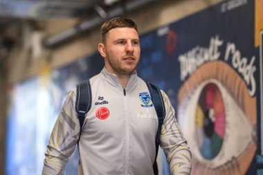 Warrington Wolves 'tan George Williams, 30 Mart 202' de Warrington Wolves 'a karşı Catalans Dragons' un oynadığı Betfred Süper Ligi maçından önce geldi.