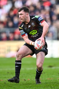 Wigan Warriors takımından Alex Smith, Betfred Süper Lig 6. raundunda St Helens 'e karşı Wigan Warriors maçında, St Helens Stadyumu, St Helens, Birleşik Krallık, 29 Mart 202
