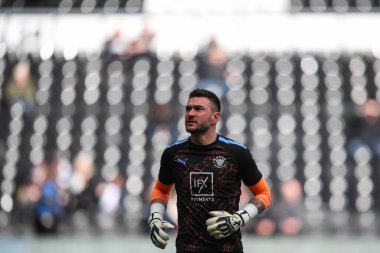 Blackpool 'dan Richard O' Donnell maç öncesi ısınma maçında Sky Bet Ligi 1 maçında Derby County - Blackpool maçında İngiltere 'nin Pride Park Stadyumu' nda, 29 Mart 202