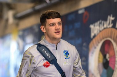 Warrington Wolves 'tan Josh Thewlis, 30 Mart 202' de İngiltere 'nin Warrington şehrindeki Halliwell Jones Stadyumu' nda oynanan Warrington Wolves - Catalans Dragons maçından önce geldi.