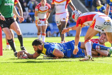 Warrington Wolves takımından Zane Musgrove, 30 Mart 202 'de Warrington Wolves' a karşı Catalans Dragons 'un oynadığı Betfred Süper Ligi karşılaşmasında sahaya çıkıyor.
