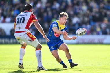 Warrington Wolves 'tan Leon Hayes, 30 Mart 202' de Warrington Wolves 'un Halliwell Jones Stadyumu' nda oynadığı Warrington Wolves - Catalans Dragons maçında sahada.