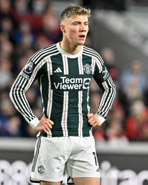 Manchester United 'dan Rasmus Hjlund Premier League karşılaşmasında Brentford Manchester United' a karşı Gtech Community Stadyumu, Londra, Birleşik Krallık, 30 Mart 2024