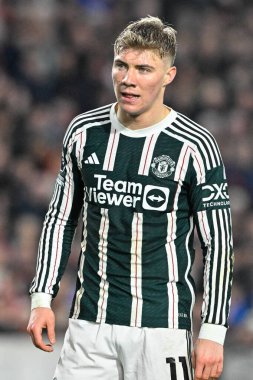 Manchester United 'dan Rasmus Hjlund Premier League karşılaşmasında Brentford Manchester United' a karşı Gtech Community Stadyumu, Londra, Birleşik Krallık, 30 Mart 2024