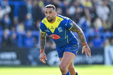Warrington Wolves 'tan Paul Vaughan Betfred Süper Lig maçı sırasında Warrington Wolves, Catalans Dragons' a karşı Halliwell Jones Stadyumu, Warrington, Birleşik Krallık, 30 Mart 202