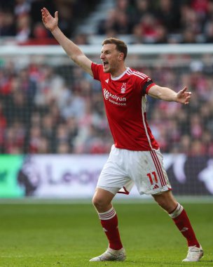 Nottingham Ormanı 'ndan Chris Wood 30 Mart 202' de Nottingham Forest 'a karşı City Ground, Nottingham, İngiltere' de oynanan Premier League maçında tepki gösterdi.