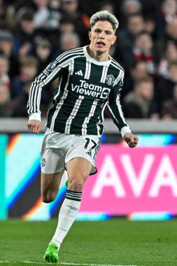 Manchester United takımından Alejandro Garnacho Premier League maçında Brentford Manchester United 'a karşı Gtech Community Stadyumu, Londra, Birleşik Krallık, 30 Mart 202