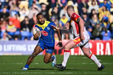 Warrington Wolves 'tan Rodrick Tai, 30 Mart 202' de İngiltere 'nin Warrington kentinde oynanan Betfred Süper Lig karşılaşmasında Warrington Wolves, Catalans Dragons' a karşı oynuyor.