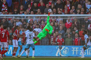 Crystal Palace 'dan Dean Henderson Premier Lig maçı sırasında Nottingham Forest' a karşı Crystal Palace City Ground, Nottingham, İngiltere 'de 30 Mart 202' de parmak ucuyla kurtardı.