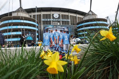Premier Lig maçı öncesinde Paskalya Pazar günü Etihad Stadyumu 'nda Manchester City Arsenal' e karşı 31 Mart 202