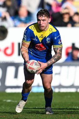 Warrington Wolves 'tan Sam Powell, 30 Mart 202' de Warrington Wolves 'un Halliwell Jones Stadyumu' ndaki Catalans Dragons 'a karşı oynadığı Betfred Süper Ligi karşılaşmasında görev başında.