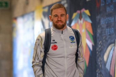 Warrington Wolves 'tan Matt Dufty, 30 Mart 202' de İngiltere 'nin Warrington şehrindeki Halliwell Jones Stadyumu' nda oynanan Warrington Wolves - Catalans Dragons maçından önce geldi.