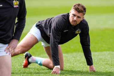 Exeter Chiefs 'ten Henry Slade 31 Mart 202' de Salford Community Stadyumu 'nda Gallagher Premiership maçından önce ısınıyor.