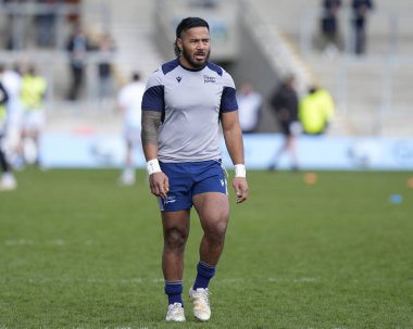 Manu Tuilagi of Sale Sharks warms up before the Gallagher Premiership match Sale Sharks vs Exeter Chiefs at Salford Community Stadium, Eccles, United Kingdom, 31st March 202 clipart