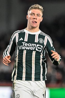 Manchester United 'dan Rasmus Hjlund Premier League karşılaşmasında Brentford Manchester United' a karşı Gtech Community Stadyumu, Londra, Birleşik Krallık, 30 Mart 2024