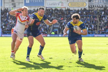 Warrington Wolves 'tan Toby King, 30 Mart 202' de İngiltere 'nin Warrington şehrinde oynanan Betfred Süper Lig karşılaşmasında Warrington Wolves, Catalans Dragons' a karşı oynuyor.