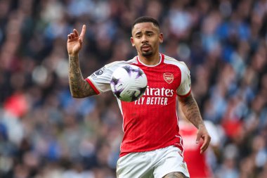 İngiltere Etihad Stadyumu 'nda oynanan Premier League maçında Gabriel Jesus, Manchester City' ye karşı Arsenal maçında 31 Mart 202