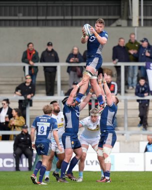 Cobus Wiese of Sale Sharks collects a line-out during the Gallagher Premiership match Sale Sharks vs Exeter Chiefs at Salford Community Stadium, Eccles, United Kingdom, 31st March 202 clipart