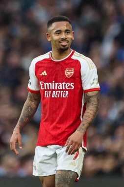 İngiltere Etihad Stadyumu 'nda oynanan Premier Lig karşılaşmasında Arsenal' den Gabriel Jesus Manchester City ile Arsenal arasında 31 Mart 202